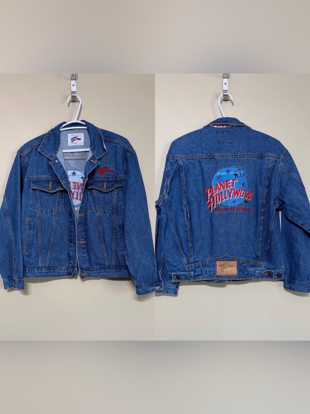 Vintage 90โs Planet Hollywood Embroidered Trucker Jean Jacket